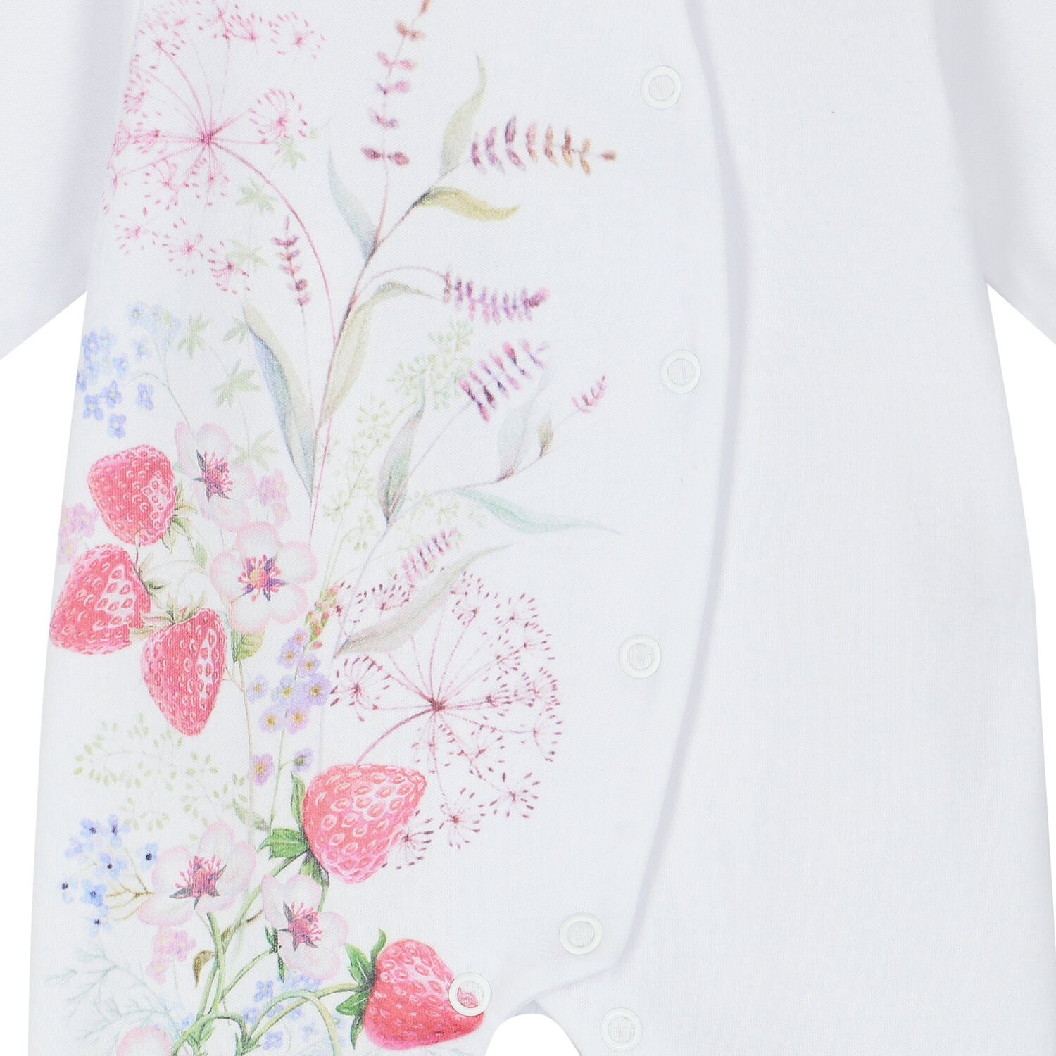 Baby Girls White Floral & Strawberry Babygrow, 1, hi-res image number null